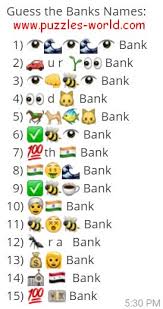 If you fail, then bless your heart. Guess The Bank Names Whatsapp Emoji Quiz Puzzles World