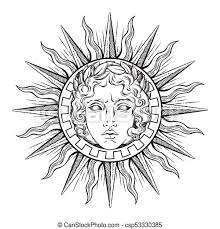 Learn how to draw flash from dc with this step by step drawing tutorial. Antique Style Sun With Face Of The God Apollo Hand Drawn Antique Style Sun With Face Of The Greek And Roman God Apollo Canstock