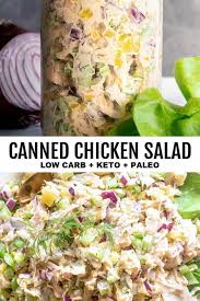 Dill Pickle Canned Chicken Salad Low Carb Recipe Canned Chicken Salad Recipe Canned Chicken Can Chicken Recipes