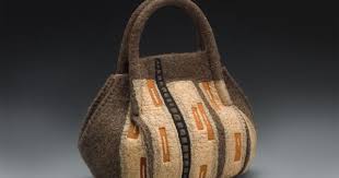 Windows And Ladders Hb93 2008 12 5 X 13 X 7 Merino And Finn X2f Rambouillet Wool Fiber Silk Fabric Cotton And Waxed Felt Bag Felt Purse Artisan Textiles