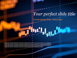 Candlestick Chart On Blue Background Powerpoint Template