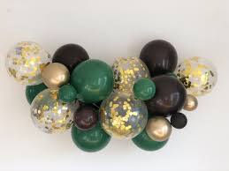 Woodland Balloon Garland Kit Green Brown And Gold Confetti Etsy Balloon Garland Balloons Balloon Arch Diy