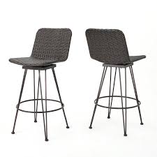 Noble House Tobias Swivel Wicker Outdoor Bar Stool 2 Pack 12646 The Home Depot In 2020 Wicker Bar Stools Outdoor Bar Stools Rattan Bar Stools