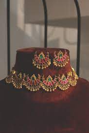 Ruby Red And Emerald Green Delicate Gold Plated Kundan Polki Etsy Indian Choker Necklace Indian Jewelry Sets Gold Necklace Indian Bridal Jewelry