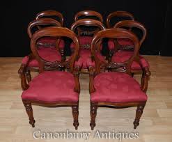 Antique victorian dining chairs in beautiful mahogany wood. Set 8 Mahogany Victorian Balloon Back Dining Chairs