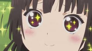In manga and anime, when a character's eyes shine light—as in: Sparkly Anime Eyes Gifs Tenor