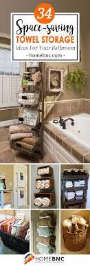 Perfect for anyone without a linen closet, nail a tiered shelf over the door frame to keep towels and linens within reach. 45 Space Saving Towel Storage Ideas For Your Bathroom Towel Storage Bathroom Towel Storage Bath Towel Storage