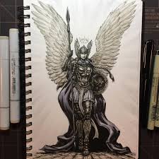 Selecting among half of those who die in battle (the other half go to the goddess freyja's afterlife field fólkvangr), the valkyries bring their chosen to the afterlife hall of the slain, valhalla, ruled over by the god odin. Greg Luzniak On Instagram Inktober Day 22 Valkyrie Inktober Inktober2go Inktober2015 Ink Draw Valkyrie Tattoo Vikings Tattoo Norse Mythology Tattoo