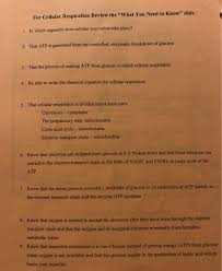 Therefore, the process is anaerobic. For Cellular Respiration Review The What You Need To Chegg Com