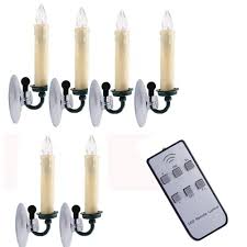 Tbw 6pcs Flameless Candles White Christmas Candles Window Candles Led Flickering Votive Unscented Battery Operated Taper Candles With Remote Clips And Suction Cup For Party Wedding Decoration