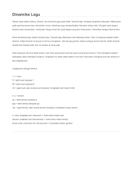 Selain itu masih ada tanda dinamik lainnya yang digunakan yaitu crescendo dan decrescendo. Dinamika Lagu Pdf