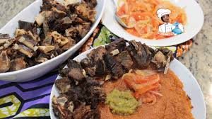Goat Meat Eba Gari Pinon Mouton Youtube