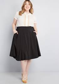 Black A Line Midi Skirt Plus Size Just This Sway A Line Skirt With Images Plus Size Fashion Dresses Fashion Plus Size Skirts