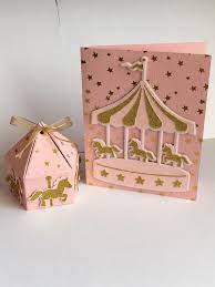 Box Dragees Birth Or Baptism Carousel Pink And Gold Dragee Naissance Boite Dragees Dragees
