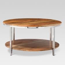 Your coffee table may be the one piece of furniture guests interact with the most. Berwyn Round Coffee Table Metal And Clear Wood Threshold Target