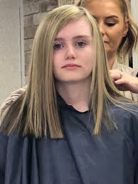 Hello lovely peeps this is a photo of my daughter after her hair cut x she  does not usually do photos was wondering if someone could take out her  lovely hairdresser and
