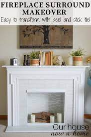 Maybe you would like to learn more about one of these? Easy Peel And Stick Tile Fireplace Surround Makeover Our House Now A Home Stick On Tiles Fireplace Surround Makeover Diy Fireplace Makeover