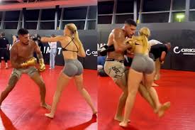 Alex Pereira goes hard at sparring with Dutch model Vera Dijkmans