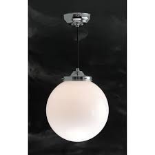 Iconic Opal Glass Globe Ceiling Pendant On Polished Chrome Fitting