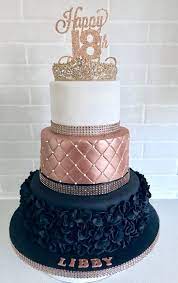 Posted on october 25, 2018october 24, 2018 by sona. Schone Geburtstagstorte Aus Rosegold Und Schwarzer Rusche Mit Aus Gebur 18th Birthday Cake For Girls Sweet 16 Birthday Cake 18th Birthday Cake