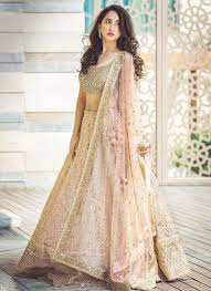 Exclusive Heavy Designer Beautiful Cream Color Bridal Lehenga Choli Stylizone Stylizone Traditi Indian Bridal Wear Indian Wedding Dress Bridal Lehenga Choli