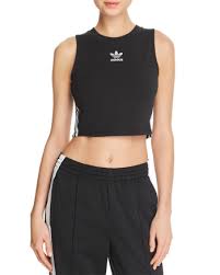 Adidas Crop Tank Top Black Adidas Originals Striped Cropped Tank Black Sporty Outfits Sporty Summer Outfits Clothes