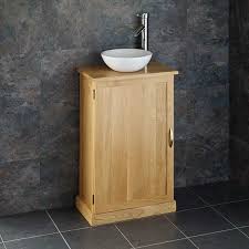 What are the advantages of going deeper or shallower? Narrow Depth Solid Oak Cube Bathroom Vanity With Gela Basin