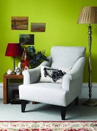 Lime Green Walls With Pleated Lampshades And A Squirrel Sculpture Lampshades Livingroom Living Room Green Living Room Grey Living Room Decor Gray