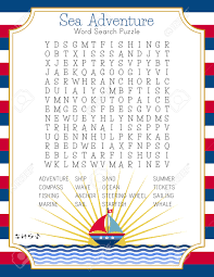 Esl printable summer vocabulary worksheets, picture dictionaries, matching exercises, word search and crossword puzzles, missing letters in words and unscramble the words exercises, multiple choice tests, flashcards. Sea Adventure Word Search Puzzle For Learning English Words Royalty Free Cliparts Vectors And Stock Illustration Image 164503663