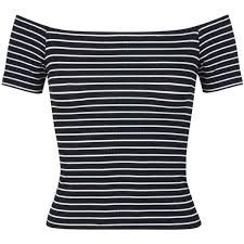 Black And White Striped Top Short Sleeve Black Stripe Bardot Top 6 21 Liked On Polyvore Featuring Tops Shirts Short Sleeves Ribbed Shirt Short Sleev Tops Striped Short Sleeve Shirt Bardot Top