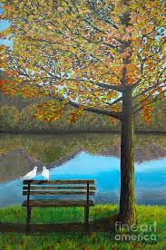 Park Bench Meeting Painting By Pooja Bhat
