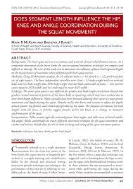 The journal considers both hypothetical and applied topics and publishes original articles, communications, intervention studies, study cases, books and book . Pdf Does Segment Length Influence The Hip Knee And Ankle Coordination During The Squat Movement