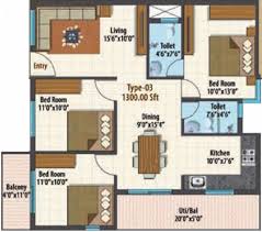 1300 Sq Ft 3 Bhk Floor Plan Image Naksha Atlantis Available For Sale Proptiger Com