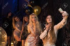 lizzie nighttime is where we live; Beautiful Caucasian Girls Are Making Group Selfie At Party In Stock Photo Picture And Royalty Free Image Image 123666612