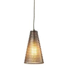 Elk 10333 1 Ribbed Glass Contemporary Satin Nickel Mini Pendant Lighting Fixture Elk 10333 1