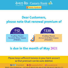 Difference between pmjjby (pradhan mantri jeevan jyoti bima yojana) and pmsby. Canara Bank Ø¹Ù„Ù‰ ØªÙˆÙŠØªØ± Dear Customers We Hope This Reaches You And Your Family In Good Health Gentle Reminder That The Annual Renewal Premium Is Due In May 2021 For The Pradhan