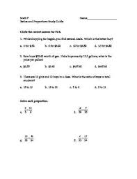 Ratios And Proportions Study Guide Writing Ratios Ratios And Proportions Study Guide