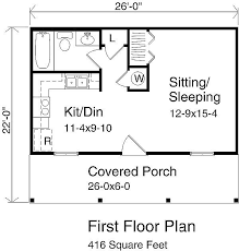 Cottage Style House Plan 1 Beds 1 Baths 416 Sq Ft Plan 22 121 Cottage Floor Plans Cottage Style House Plans Tiny House Floor Plans