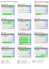 Klassische, generische kalendervorlagen für zu hause oder das büro, zur verwendung als urlaubskalender, urlaubsplaner, reiseplaner. Kalender 2021 Ferien Thuringen Feiertage