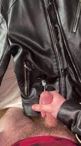 Cumming on a leather jacket - ThisVid.com