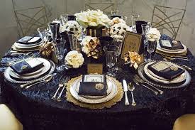 Great Gatsby Navy And Gold Tablescape Gatsby Party Table Gatsby Wedding Theme Gatsby Party Decorations