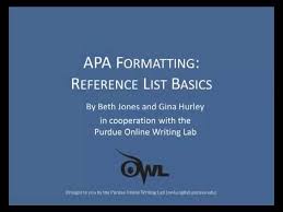 Apa formatting and style guide 2. Purdue Owl Apa Formatting Reference List Basics Youtube