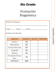 Hemos trabajado con la ilusión de presentarte este módulo como una herramienta para desarrollar las destrezas que necesitas para la clase de español. Evaluacion Diagnostica 1 2 3 4 5 6 Grado Primaria Imagenes Educativas