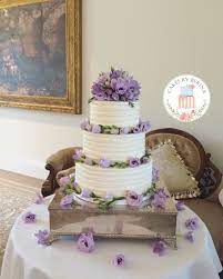 Rustic Vintage Buttercream Wedding Cake With Lilac Flowers Created By Cakes By Berina Wedding Cakes Vintage Wedding Cakes Lilac Wedding Cake Pictures