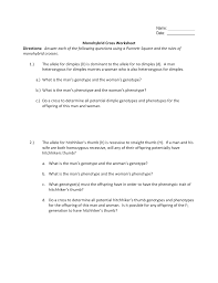 Some of the worksheets for this concept are monohybrid cross problems 2 answers, monohybrid cross work key, bio 230 genetics work, monohybrid cross work key, genetics work, monohybrid crosses and the punnett square lesson plan, mendelian genetics, genetics work answer. Monohybrid Cross Worksheet