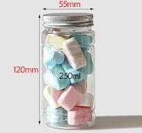 350ml Wide Mouth Clear PET Plastic Jar with Aluminium Lid for Cosmetics  Candy Storage for Cream Chocolate Cake Storage