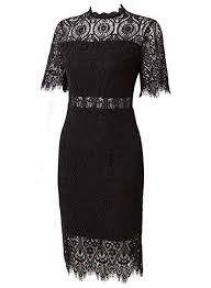 Zalalus Women S Lace Dresses For Cocktail Wedding Party Elegant High Neck Short Sleeves Above Knee Length Summer Bod Dresses Midi Dress Casual Women Lace Dress