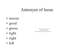 On ground the left wheel wants to move even when the cotrol arm is in neuatral location. Antonym Of Loose Moose Good Goose Tight Right Left Ppt Download