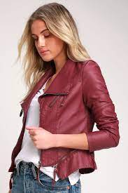 Up On A Tuesday Burgundy Vegan Leather Jacket Vegan Leather Jacket Black Vegan Leather Jacket Red Dress Outfit
