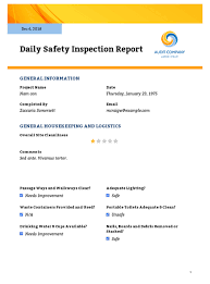 Mounted in an easily accessible place, no debris or material stacked in front of it. Daily Safety Inspection Report Pdf Templates Jotform